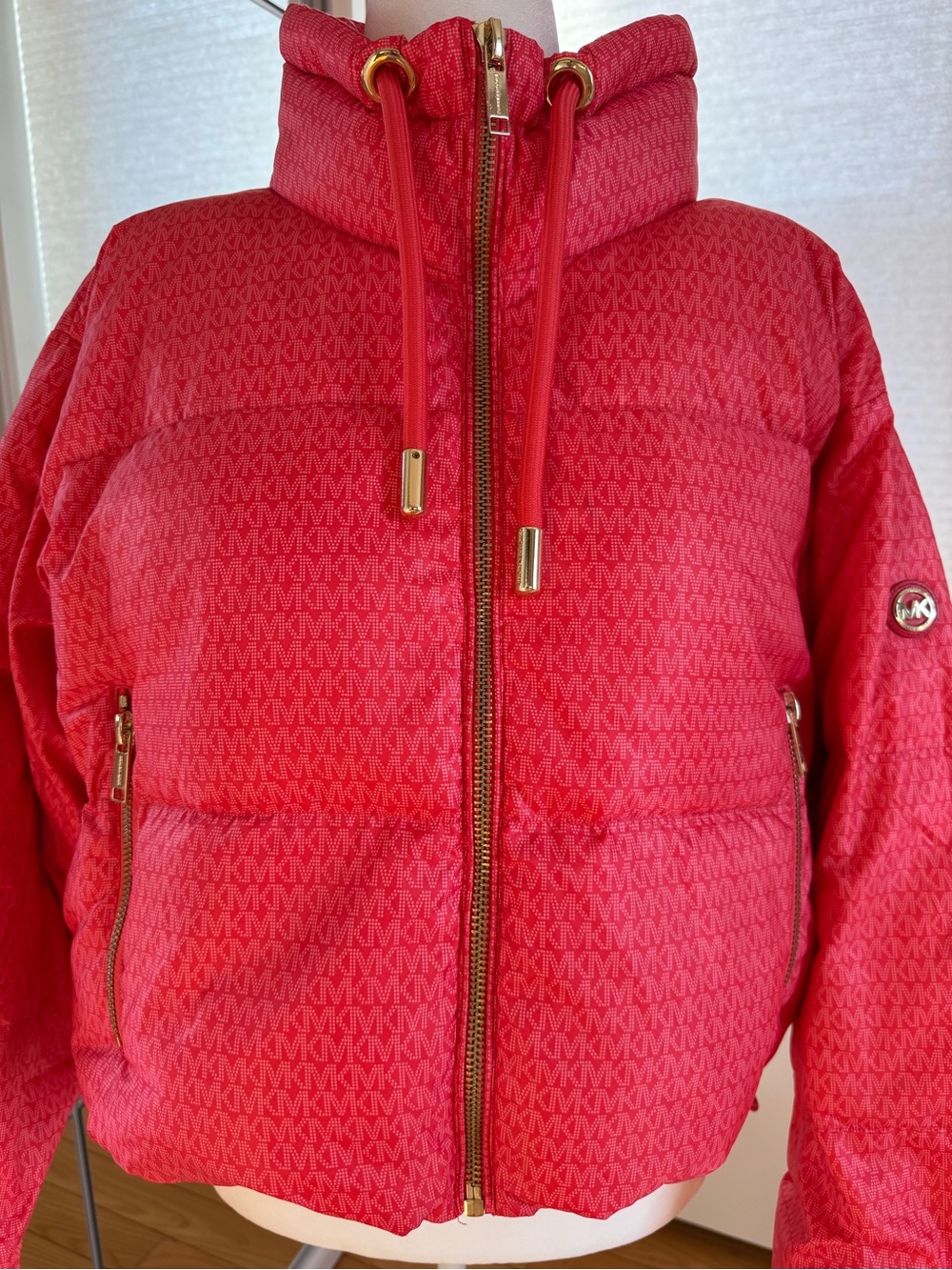 Michael Kors Bright Red Quilted Puffer Jacket with Gold Hardware - Picture 1 of 3